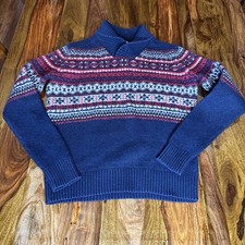 Vintage Shawl Collared FairIsle Icelandic Nordic Grandpa Ski Sweater Size M