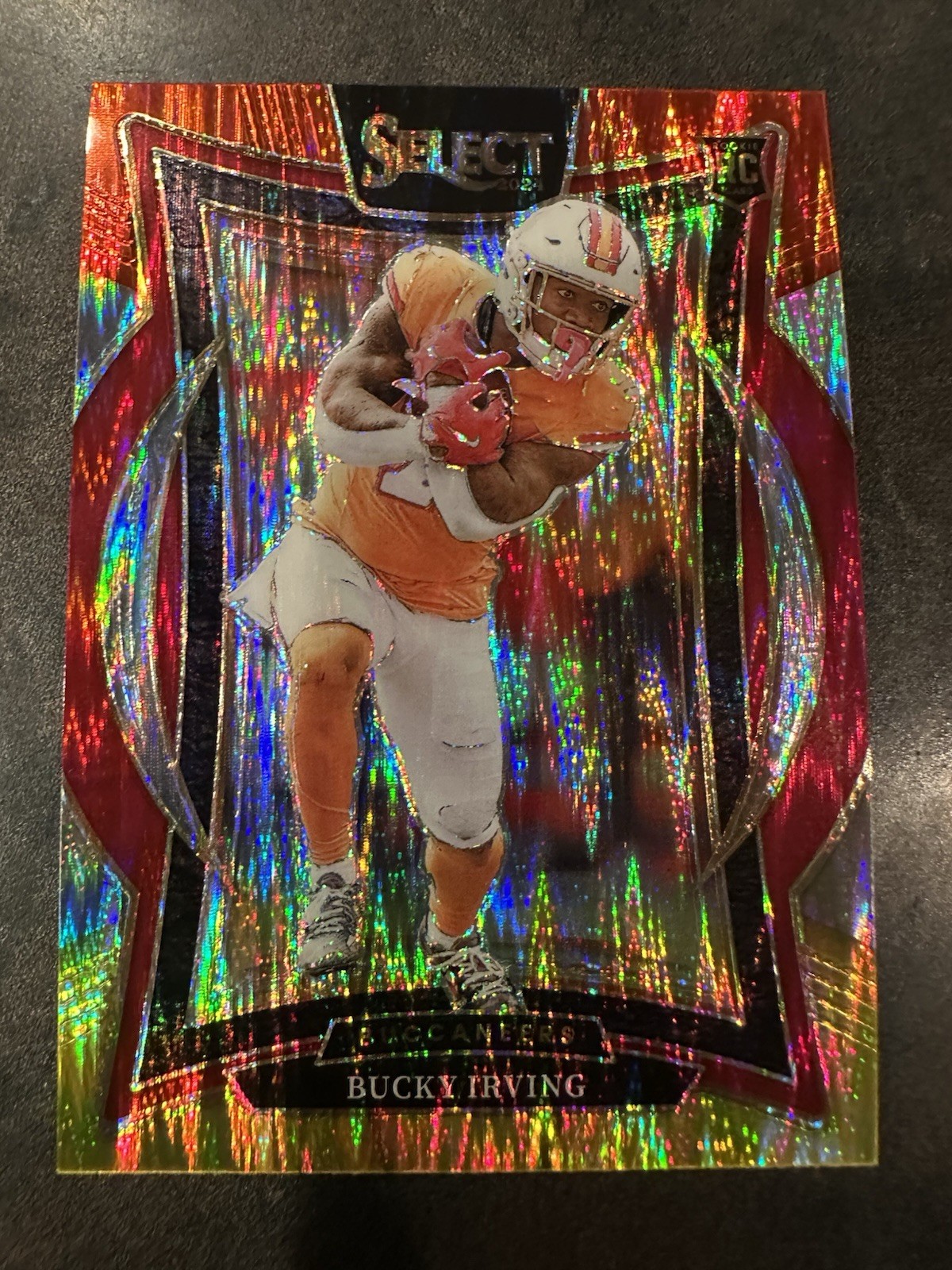 2024 Panini Select - Concourse Bucky Irving #4 Red & Yellow Shock Prizm (RC)