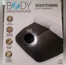 Body Innovations Soothing Foot Warmer And Massager Black Memory Foam NEW