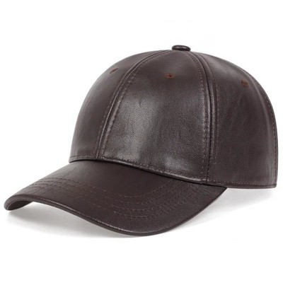 Dark Brown Leather Baseball Cap Hat, Mens, Womans, Adjustable Faux Leather Vegan
