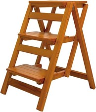 Wooden Folding Step Stool for Adults   Lightweight Portable Ladder, Anti-Slip St