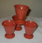 Vintage Hazel Atlas Modertone Platonite Orange Rust Sherbet/Sundae Cup Bowls (4)