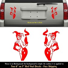 Harley Quinn Smoking Gun Two Red Vinyl Decals Windows Car Truck Laptop Bumper