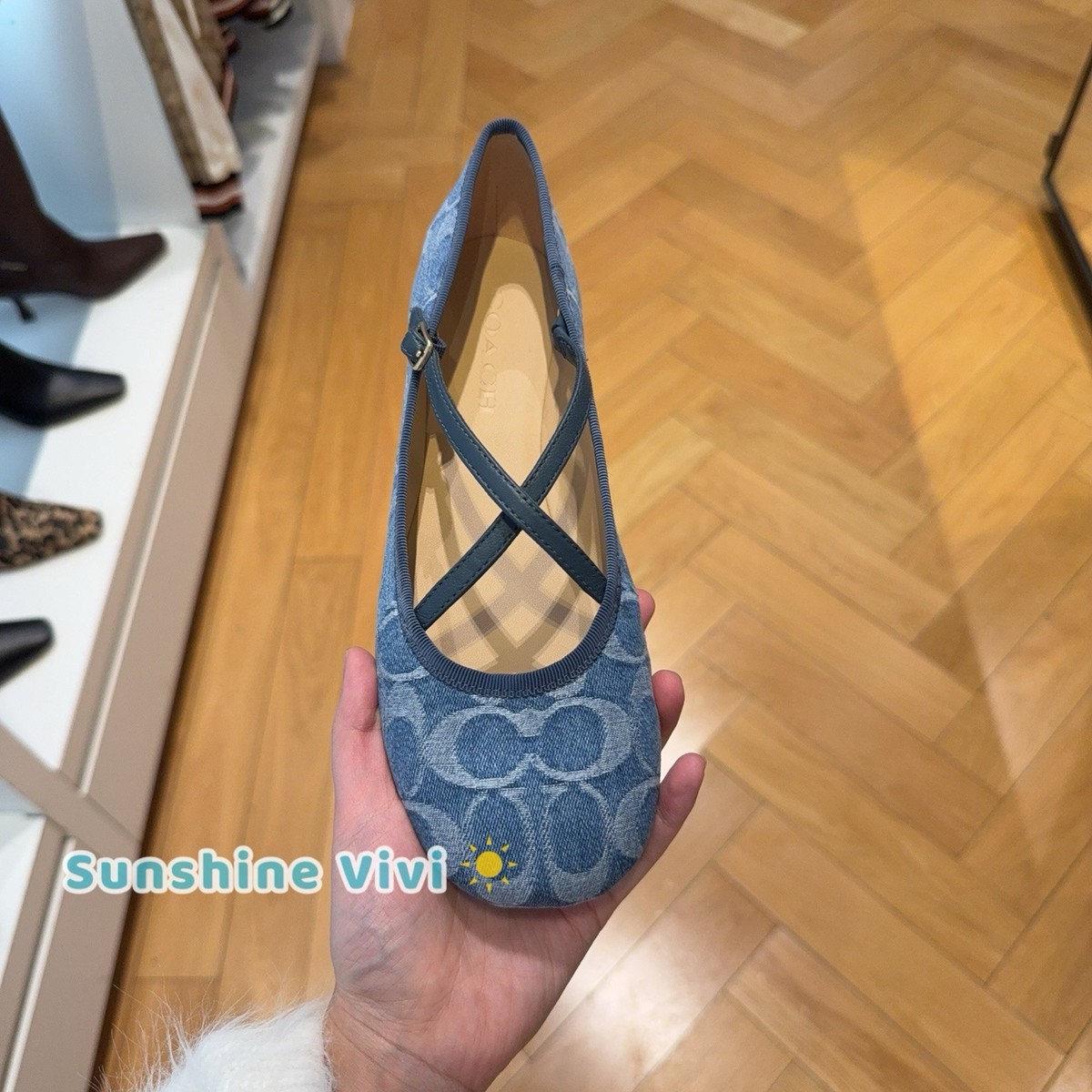 COACH サンダル バタフライ　6 1/2 B（23.5） NWT Coach Women Phoebe Ballet Flat Signature Denim CDF63 Choose