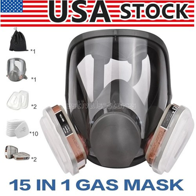 #ad US Full Face Gas Mask Painting Spraying Respirator w Filters for 6800 Facepiece $22.59
