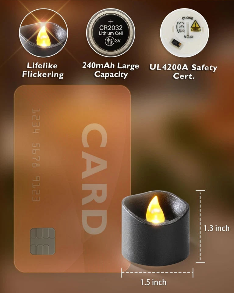 24-Pack Battery Operated LED Tea Lights, Flickering Flameless Candles for Decor - Image 4 of 4
