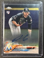 DILLON PETERS 2018 TOPPS CHROME #RA-DP ROOKIE ON CARD AUTO RC MARLINS. rookie card picture