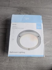 Delphi Small Round Flush Bathroom Ceiling Light Fitting Satin Nickel 28W IP44