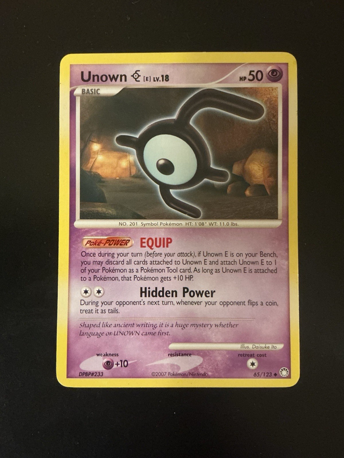 Pokemon Unown E Mysterious Treasures Card #65/123 Diamond And Pearl 2007