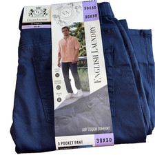 NWT English Laundry Men s BLUE 5 Pocket Straight Fit Stretch Pants 30 X 30