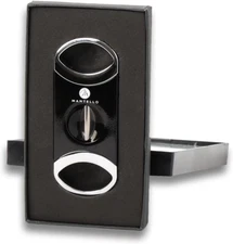 Premium V-Cut Cigar Cutter with Sharp Blade, Gloss Black Finish in Gift Box