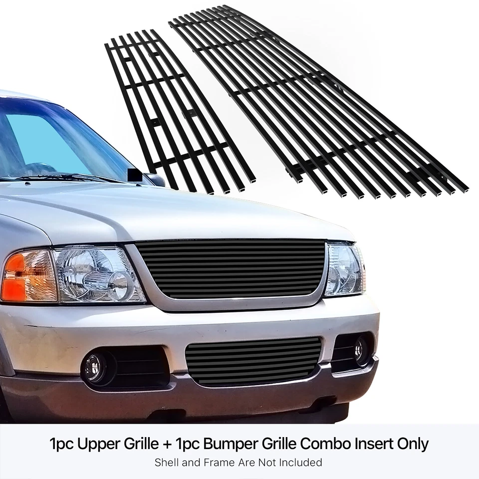Combo de grade de tarugo preto compatível com Ford Explorer 2002-2005 - Imagem 3 de 4
