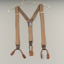 CAS Germany Button-On Suspenders Tan Taupe Stretch Leather Ends West Germany