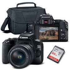 Canon EOS 250D / Rebel SL3 DSLR Camera with 18-55mm Lens Black Bag 64GB