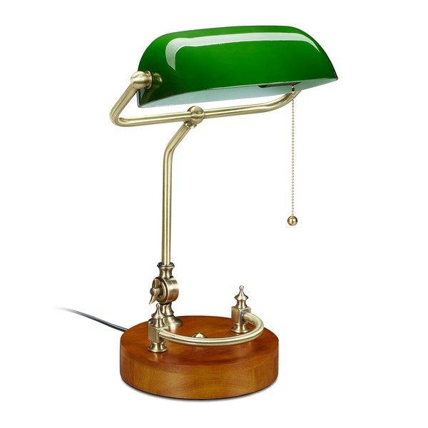 Bankerlampe Schreibtischlampe Bibliothekslampe Nostalgische Tischlampe Neigbar-image