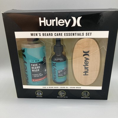 Hurley Beard Grooming Beard Care Essentials Set Face Beard Wash, Beard Oil Brush
