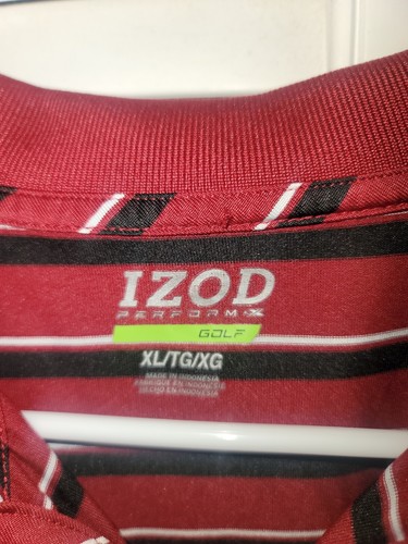 Izod PerformX Shirt Men's Golf Cool Polo Red/Black Stripes XL - Picture 3 of 5