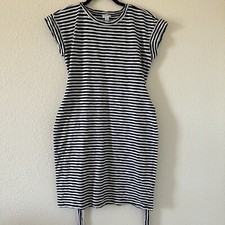 J.Crew Striped Dome Sleeve Black White Shirt Dress women Sz XSmall