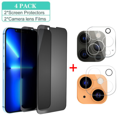 For iPhone 13 Pro Max 13 12 Pro Anti-Spy Privacy Glass Camera Screen Protector