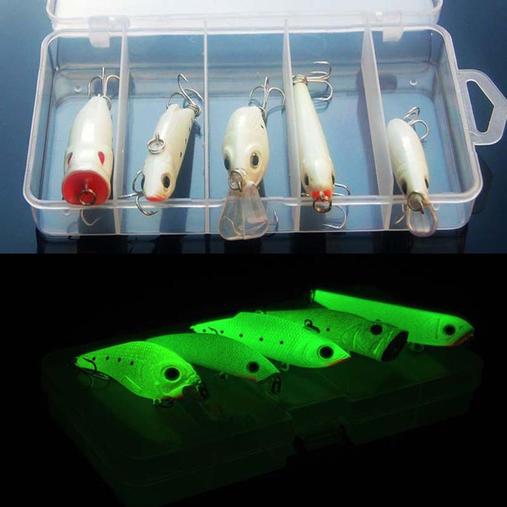 2Pcs Fishing Lure Bait Kit Luminous Night Fishing Baits for Bass