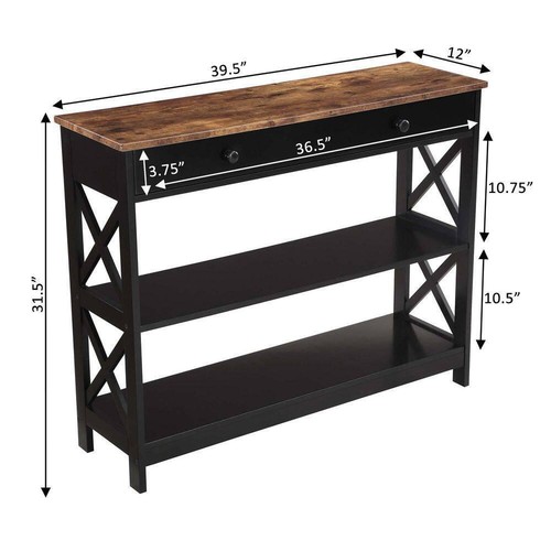 Convenience Concepts Console Table 12"x39.5"x31.5" Black Rectangle w/1-Drawer - Picture 4 of 6