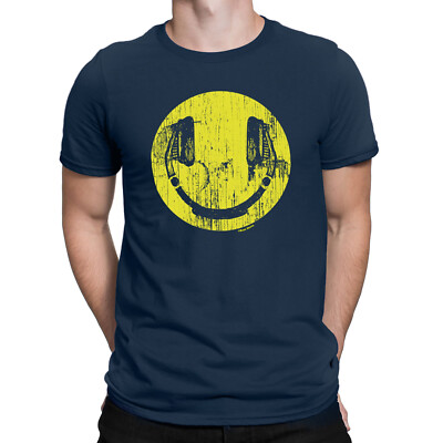 KOPFHÖRER GESICHT Herren BIO T-Shirt Musik DJ Clubbing Spaß Festival T-Shirt Öko Geschenk