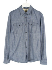 Chemise NUDIE Pour Homme Taille M Denim Bio Col Évasé Poches Bleue