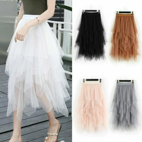 Ruffle Black Skirts for Women