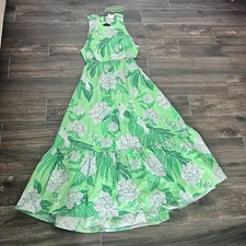 Farm Rio Dewdrop Floral Cutout-Back Midi Dress Size XL Green White Floral