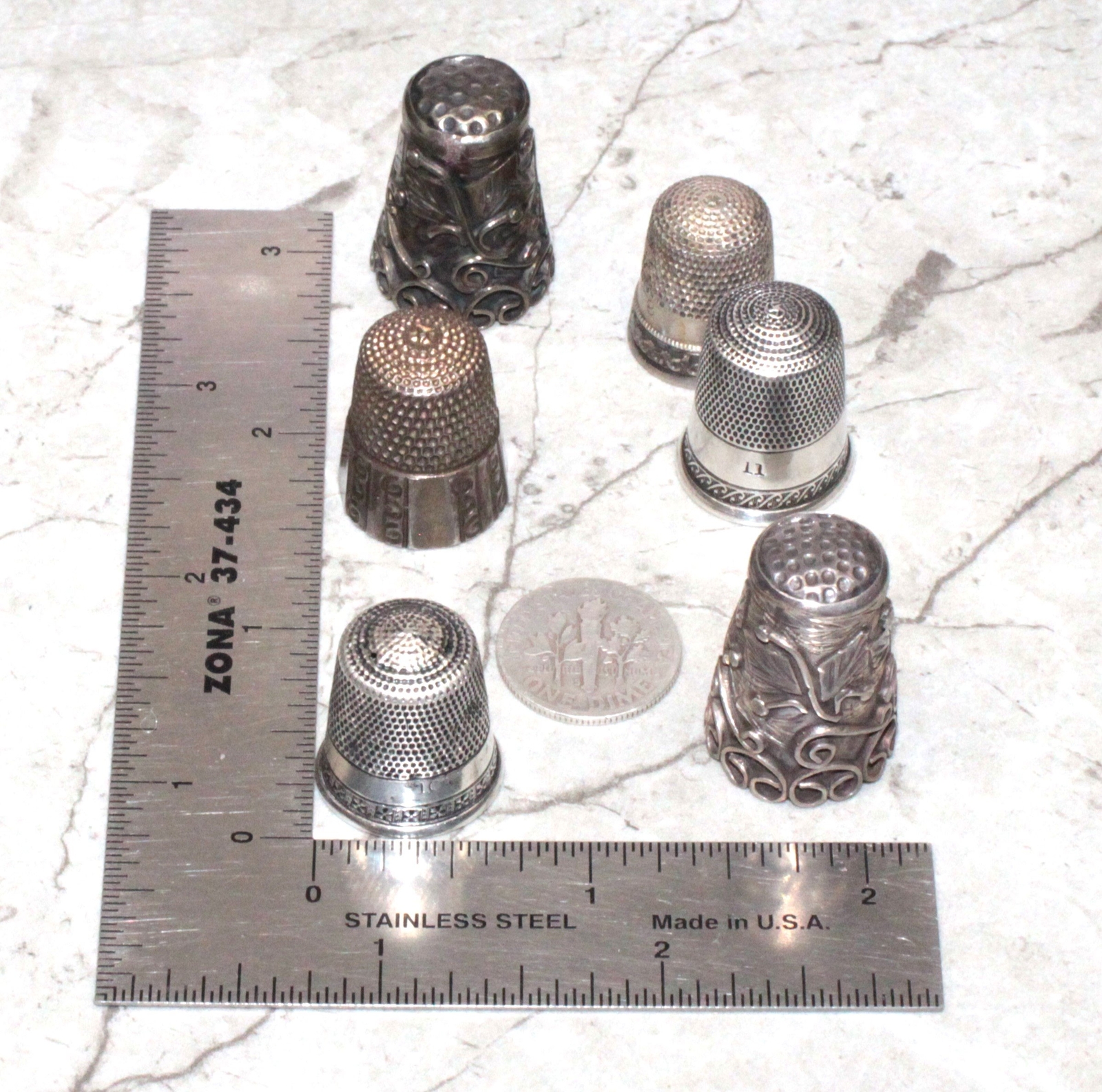 Bundle of 6 Sterling Silver Thimbles eBay