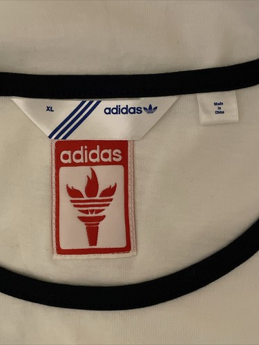 Adidas USA Flagge Trefoil Logo Damen Flügelärmel weiß Shirt Größe XL - Bild 7 von 12