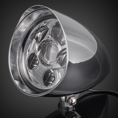 Chrome LED Bullet Headlight For Harley Honda Steed Shadow Cruise Chopper Custom