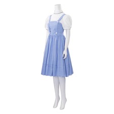 The Wizard of OZ Dorothy Cosplay Costume Blue Gingham Maid Dress Outfit
