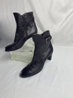 AGL Ankle Boots Booties Shoes Womens Size 38 1/2 EU 8.5 US Brown Leather Zip Up