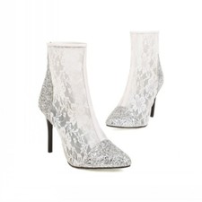 New Ankle Boots Stilettos Party Shoes Women Sequins Glitter Pointy Toe Heels
