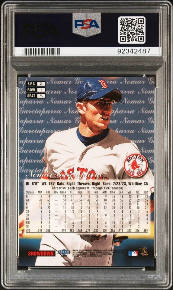 1998 Flair Showcase Row 1 #5 Nomar Garciaparra | PSA 9 Mint | Boston Red Sox - Image 2 of 3