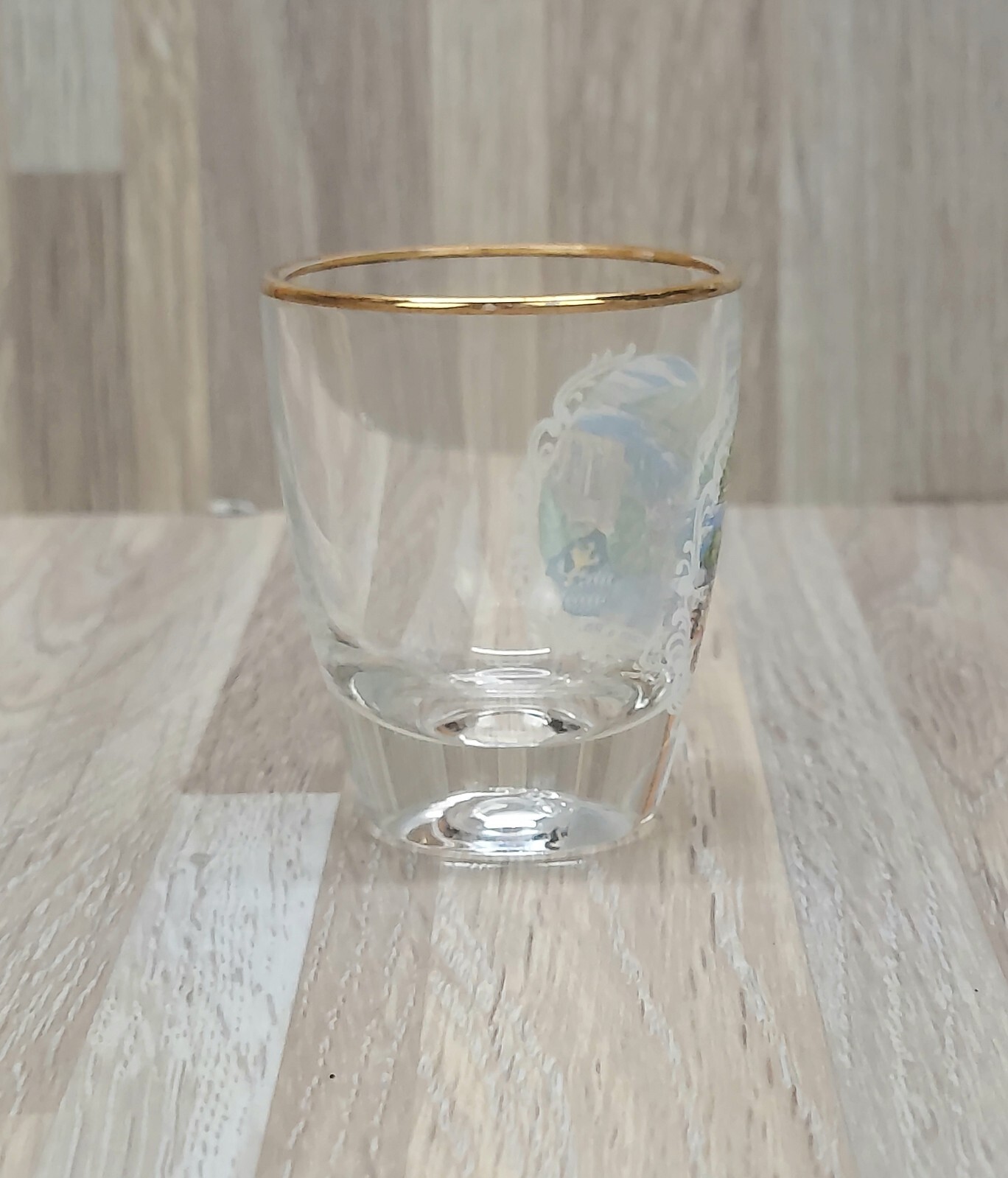 Vintage German Shot Glass Gold Rim German Scenes Made in France