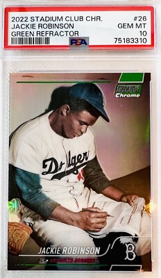 2022 Topps Stadium Club Chrome Jackie Robinson Green SP #/99 PSA 10 💎 ...