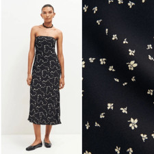 NWT Reformation Joana Maxi Strapless Dress Black/Cream Floral Large