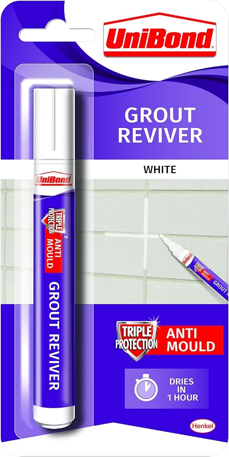 UniBond AntiMould Grout Reviver Restorer Pen 7ml White eBay
