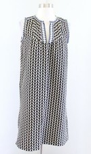 J Crew Arrow Print Geometric Print Embroidered Shift Dress Size 0 Tan Black