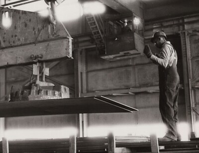 Steel Worker Operating Overhead Crane Machinery Sheffield Plant Texas 1950s