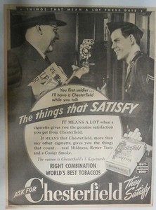 Chesterfield Cigarette Ad Things That Satisfy From 1940 S Size 12 X 16 Inches Ebay