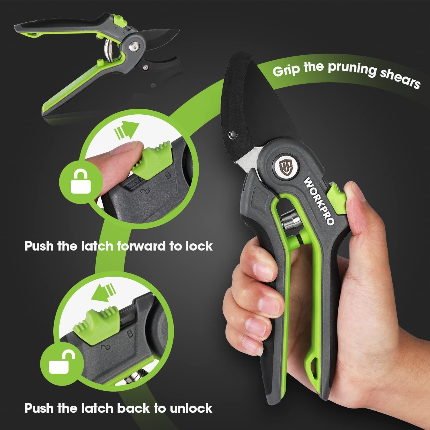 WORKPRO 8-in Anvil Pruning Shears Gardening Hand Pruner SK5 Steel Sharp Blades