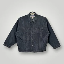 NEW Avirex Black Denim Trucker Type Jacket Mens 3XL Button Down Pockets Jean NWT