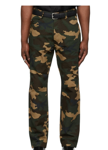 LU'U DAN Camoflage print cotton cordura Straight-Leg Jeans sz 52 green NWOT $335