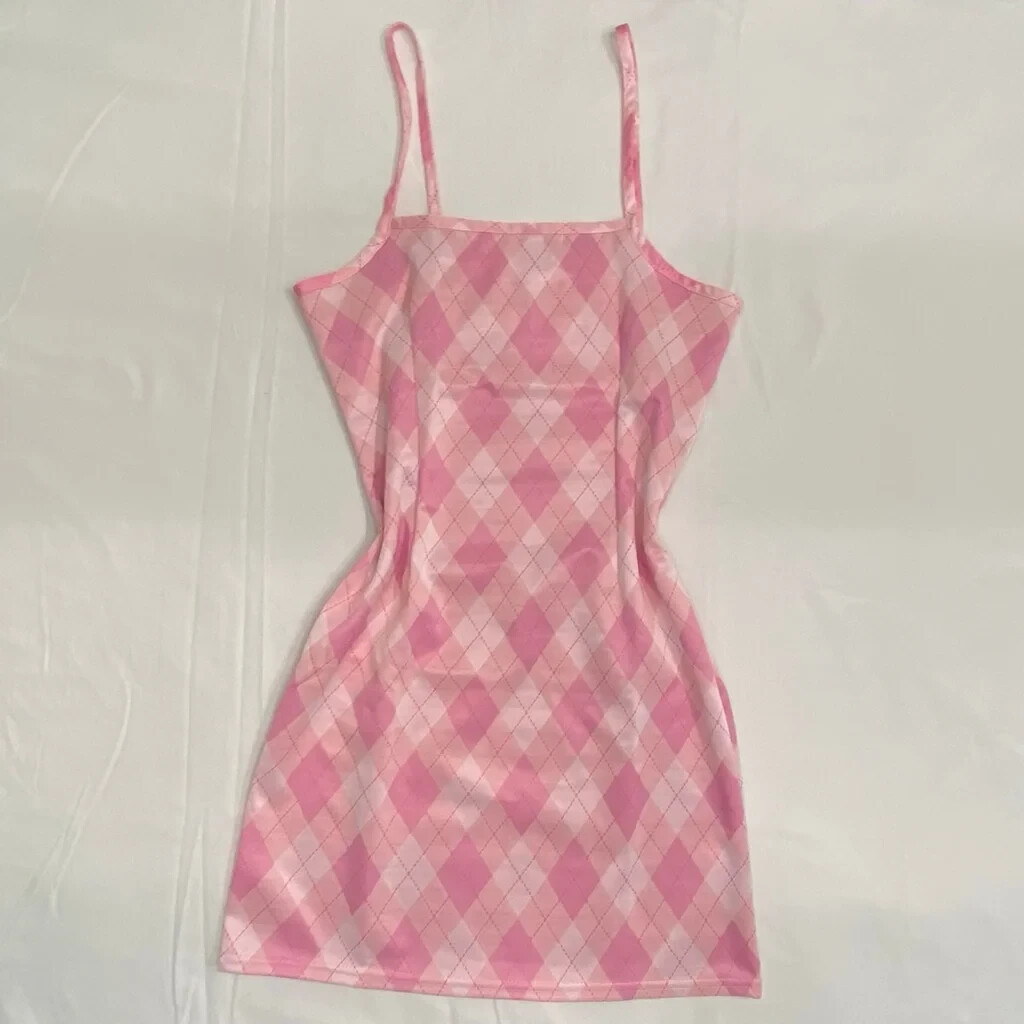 pink argyle dress Women's Argyle Scallop Neck Knitted Mini Dress, Pink