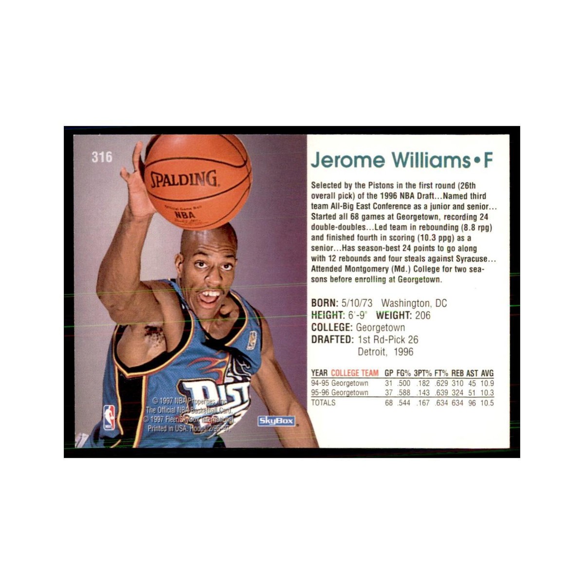 Jerome Williams Rookie 1996 NBA Hoops #316 Basketball Cards