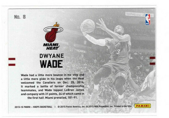 Dwyane Wade 2015-16 Panini NBA Hoops Lights Camera Action #8 - Image 2 of 2
