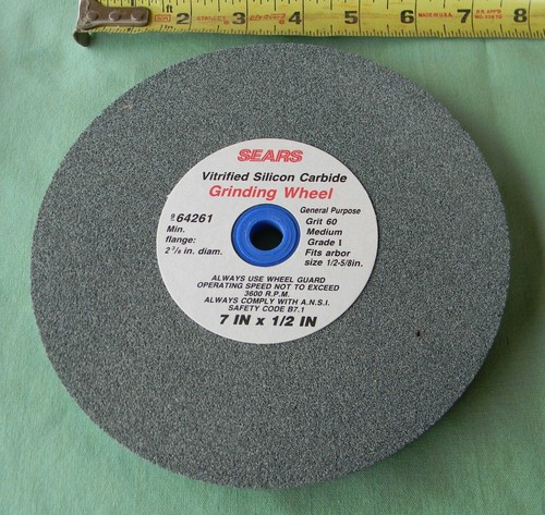 NOS CRAFTSMAN SEARS 7 x 1/2 ZOLL BREITE SILIZIUMKARBID MED 60 KÖRNUNG SCHLEIFSCHEIBE USA - Bild 3 von 7